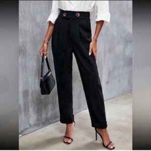 Elegant High Waist Button Detail Suit Pants Size XS